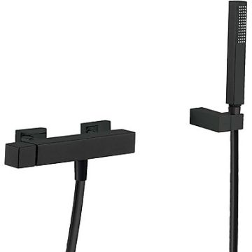 Bateria natryskowa jednouchwytowa Tres Cuadro Exclusive czarny mat natynkowa 00716703NM