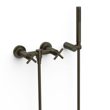 Bateria dwuuchwytowa ścienna prysznicowa Tres Montblanc czarny brąz 28316301KMB