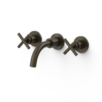 Bateria dwuuchwytowa podtynkowa umywalkowa Tres Montblanc czarny brąz 28330001KMB