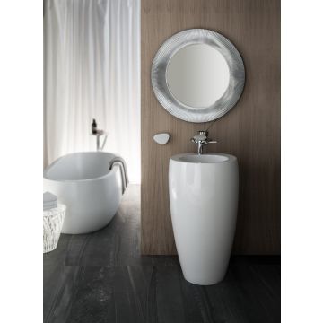 Monolityczna umywalka Laufen IL Bagno Alessi One wolnostojąca z postumentem Ø530 x 900 mm z otw. biała LCC H8119724001041