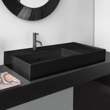 Umywalka ścienna Laufen Kartell 900 x 460 mm blat po prawej stronie z otw. czarny połysk H8103380201111