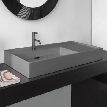 Umywalka ścienna Laufen Kartell 900 x 460 mm blat po prawej stronie bez otw. szary mat. H8103387591121