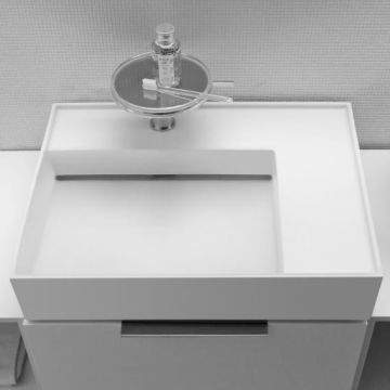 Umywalka ścienna Laufen Kartell 600 x 460 mm blat po prawej bez otw. biała mat. H8103347571121