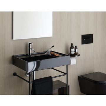 Umywalka ścienna Laufen Kartell 600 x 460 mm blat po prawej z otw. czarny połysk H8103340201111
