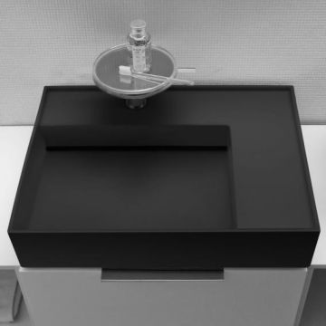 Umywalka ścienna Laufen Kartell 600 x 460 mm blat po prawej z otw. czarny mat. H8103347161111