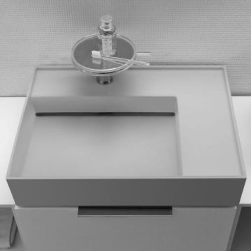Umywalka ścienna Laufen Kartell 600 x 460 mm blat po prawej z 3 otw. szary mat. H8103347591581