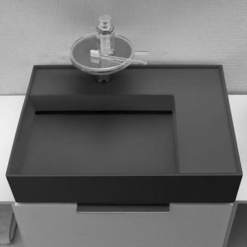 Umywalka ścienna Laufen Kartell 600 x 460 mm blat po prawej bez otw. grafit mat. H8103347581121