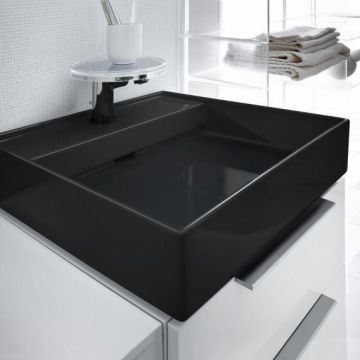 Umywalka ścienna Laufen Kartell 460 x 460 mm z 3 otw. czarny połysk H8153310201581