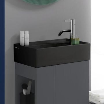 Umywalka ścienna mała Laufen Kartell 460 x 280 mm blat po prawej bez otw. czarny mat. H8153347161121