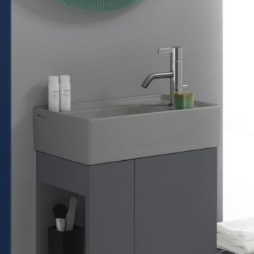 Umywalka ścienna mała Laufen Kartell 460 x 280 mm blat po prawej bez otw. szary mat H8153347591121