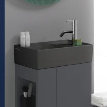 Umywalka ścienna mała Laufen Kartell 460 x 280 mm blat po prawej bez otw. grafit mat. H8153347581121