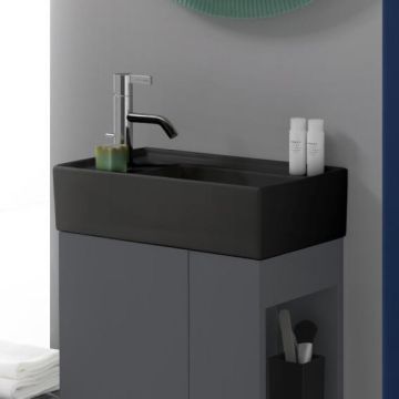 Umywalka ścienna mała Laufen Kartell 460 x 280 mm blat po lewej z otw. czarny mat. H8153357161111