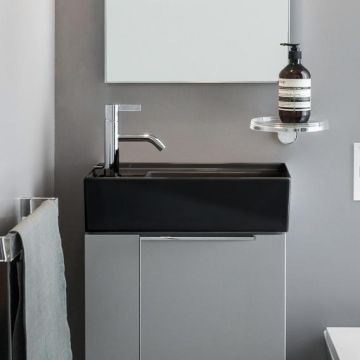 Umywalka ścienna mała Laufen Kartell 460 x 280 mm blat po lewej bez otw. czarny połysk H8153350201121