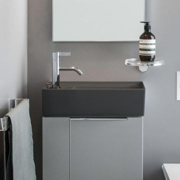 Umywalka ścienna mała Laufen Kartell 460 x 280 mm blat po lewej bez otw. grafit mat. H8153357581121