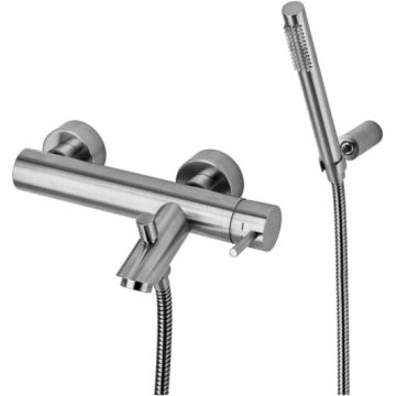Bateria wannowa ścienna Paffoni Light stal szczotkowana LIG023ST