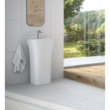 Umywalka wolnostojąca 50x40x85 cm Besco Assos S-Line bez otw. biały mat UMMB-AP-WO