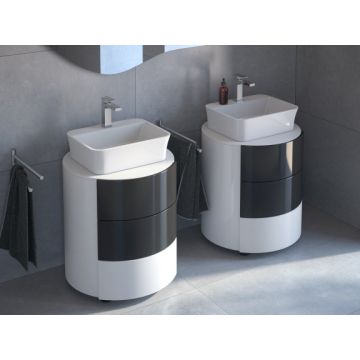 Umywalka nablatowa 40x50x15 cm Besco Assos S-Line bez otw. biały mat UMMB-AP-NB