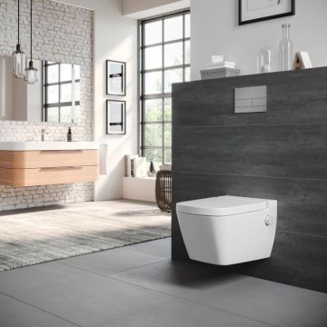Miska wisząca Tece Teceone bezkołnierzowa z funkcją bidetu + deska 9700200+9700600