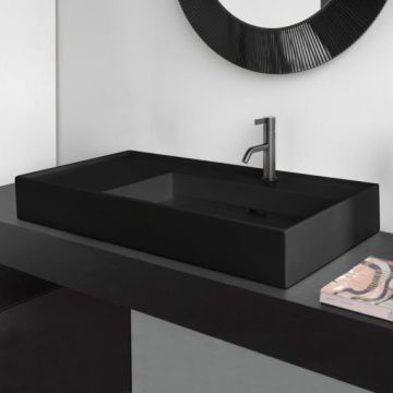 Umywalka ścienna Kartell by Laufen szlifowany spód umywalki 900x460mm bez otw. czarny mat. H8183397161121