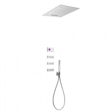 Elektroniczny podtynkowy zestaw prysznicowy z chromoterapią Tres Shower Technology chrom/biały 09286402