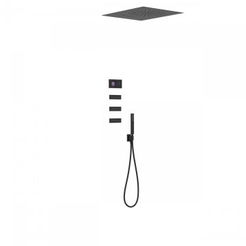 Elektroniczny podtynkowy zestaw prysznicowy Tres Shower Technology czarny mat/czarny 09288404NM