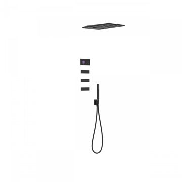 Elektroniczny podtynkowy zestaw prysznicowy Tres Shower Technology czarny mat/czarny 09288408NM