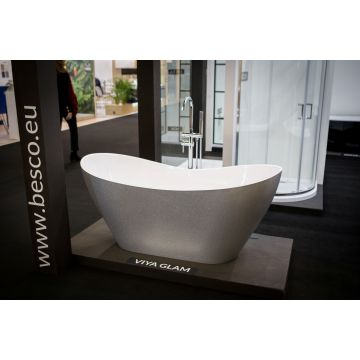Wanna wolnostojąca Besco Viya Glam 160x70cm srebrna WMD-160-VS