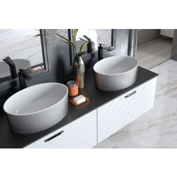 Umywalka nablatowa Besco Uniqa Glam 32x46x17cm srebrna UMD-U-NGS