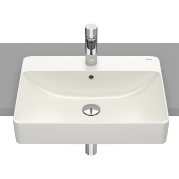 Umywalka wpuszczana w blat 55x42 cm Roca Inspira Square beżowa A32753S650