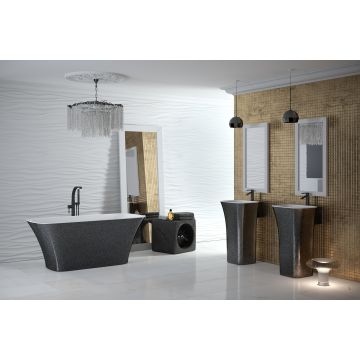 Wanna wolnostojąca Besco Assos Glam 160x70cm grafitowa WMD-160-AG