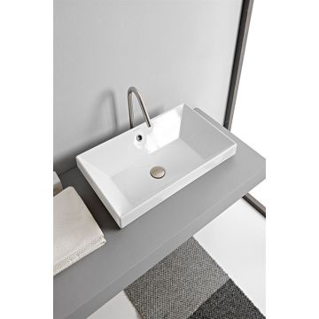 Umywalka wpuszczana w blat 80x36 cm Scarabeo Teorema 2.0 bez otw. biała 5132