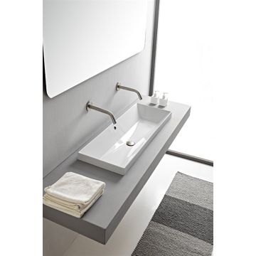 Umywalka wpuszczana w blat 100x36 cm Scarabeo Teorema 2.0 bez otw. biała 5133