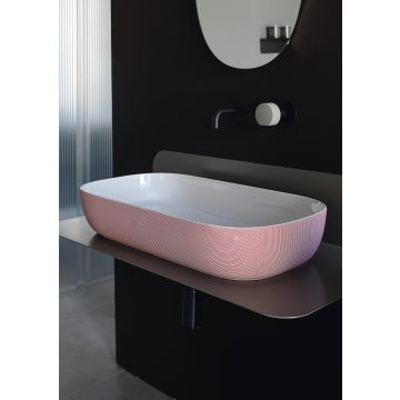 Umywalka nablatowa 56x39 cm Scarabeo Glam bez otw. biała/czarna 1804SENR