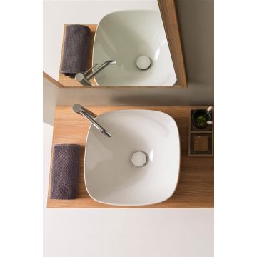 Umywalka nablatowa 42x42 cm Scarabeo Moon bez otw. biały/neutralny 5501SFLNT