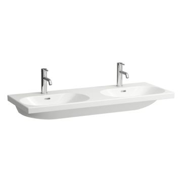 Umywalka ścienna podwójna Laufen Pro Lua 1200 x 460 x 180 mm bez otw. z przelewem biały lcc H8140814001091