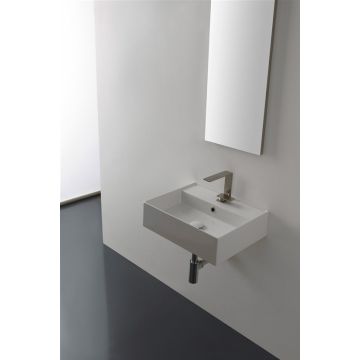 Umywalka ścienna 50,5x38,5 cm Scarabeo Teorema 2.0 z otw. biała/różowa 5111SER