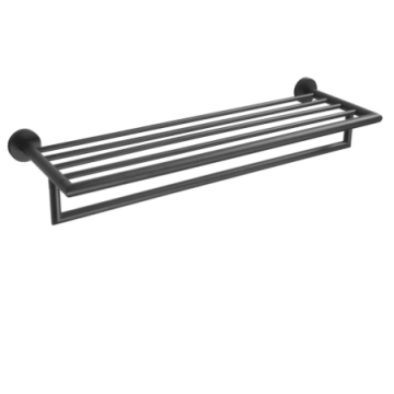 Półka na ręczniki z relingiem 65,5x21,5x11 cm Stella Classic czarny mat 07.02060-B