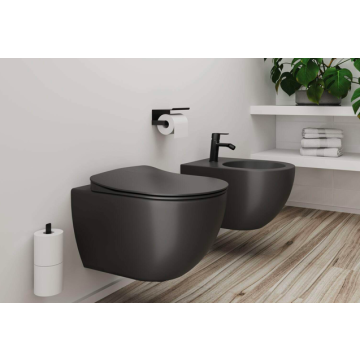 Miska WC z deską bezkołnierzową Deante Peonia antracyt CDEDDZPW