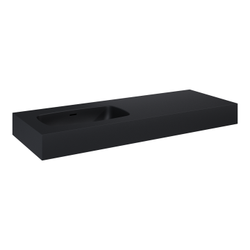 Umywalka ścienna 121x12x46 cm Elita Dimple 120 z lewej czarny mat RE041201027160