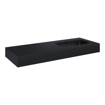 Umywalka ścienna 121x12x46 cm Elita Dimple 120 z prawej czarny mat RE041202027160