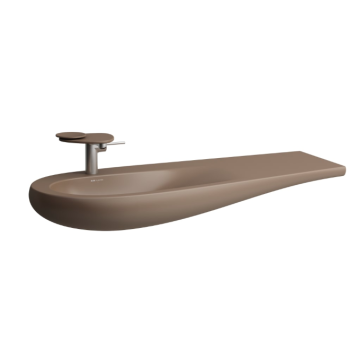 Umywalka ścienna z blatem po prawej Laufen IL Bagno Alessi One 1200x500/350 mm bez otw. caffe mat H8149731881091