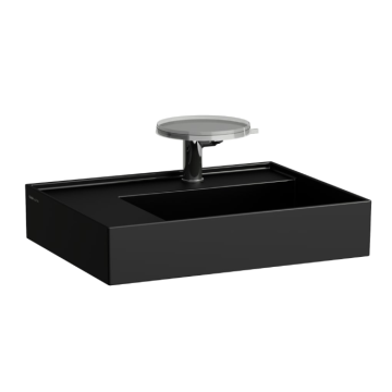 Umywalka ścienna Laufen Kartell 600x460 mm blat po lewej z 3 otw. czarny połysk H8103350201581