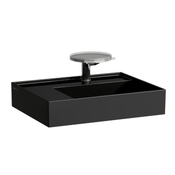 Umywalka ścienna Laufen Kartell 600x460 mm blat po lewej z otw. czarny połysk H8103350201111