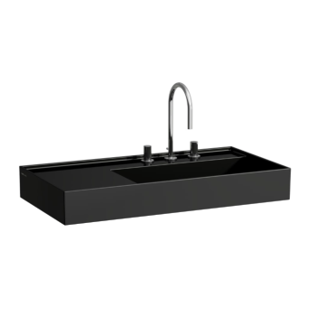 Umywalka ścienna Laufen Kartell 900x460 mm blat po lewej bez otw. czarny połysk H8103390201121