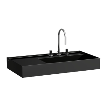 Umywalka ścienna Laufen Kartell 900x460 mm blat po lewej z 3 otw. czarny połysk H8103390201581