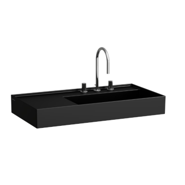 Umywalka ścienna Laufen Kartell 900x460 mm blat po lewej stronie z otw. czarny połysk H8103390201111