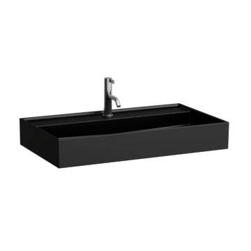 Umywalka ścienna 800x460 mm Laufen Kartell z otw. czarny połysk H8103360201041