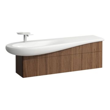 Szafka podumywalkowa z niecką z lewej strony 1350x320 mm Laufen IlBagnoAlessi noce canaletto H4304510976301