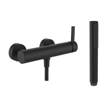Bateria natryskowa ścienna z wężem i słuchawką Laufen Kartell czarny mat H3313370811411