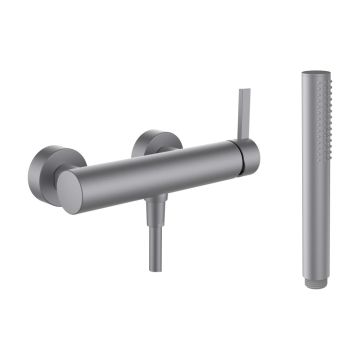 Bateria natryskowa ścienna z wężem i słuchawką Laufen Kartell inox H3313370901411